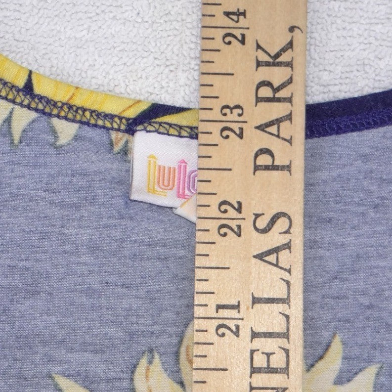 LuLaRoe Womens Navy Blue Yellow Sunflower Print Scoop Neck Tank Top XXS