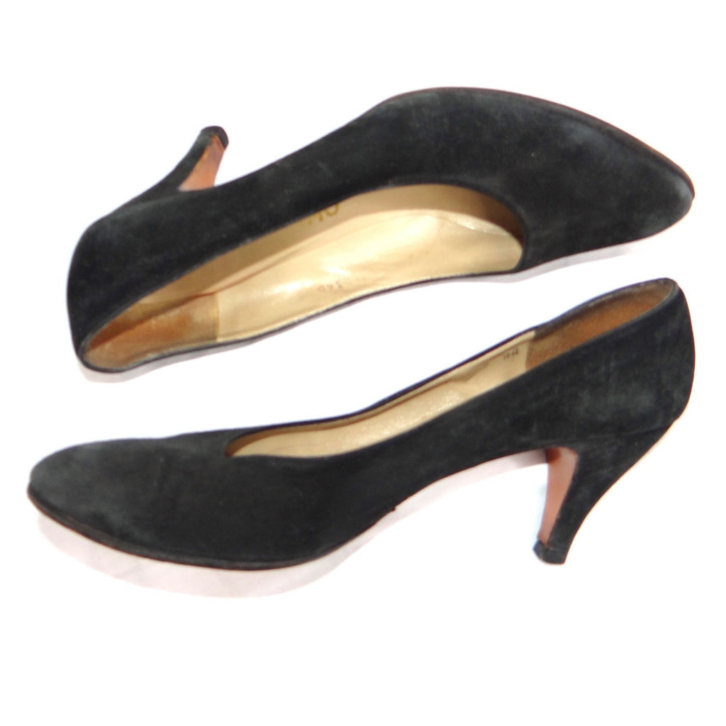 Black Suede Pumps Classic Pointed Toe High Heel Shoes Size 9AA