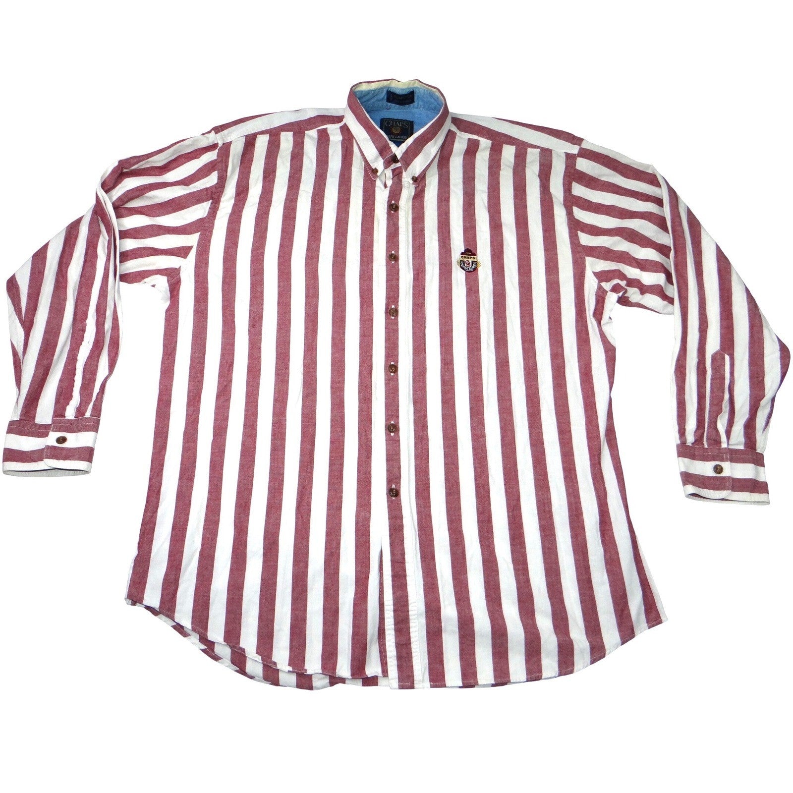 Vintage Chaps Ralph Lauren Men's Striped Button Down Shirt Long Sleeve Size L