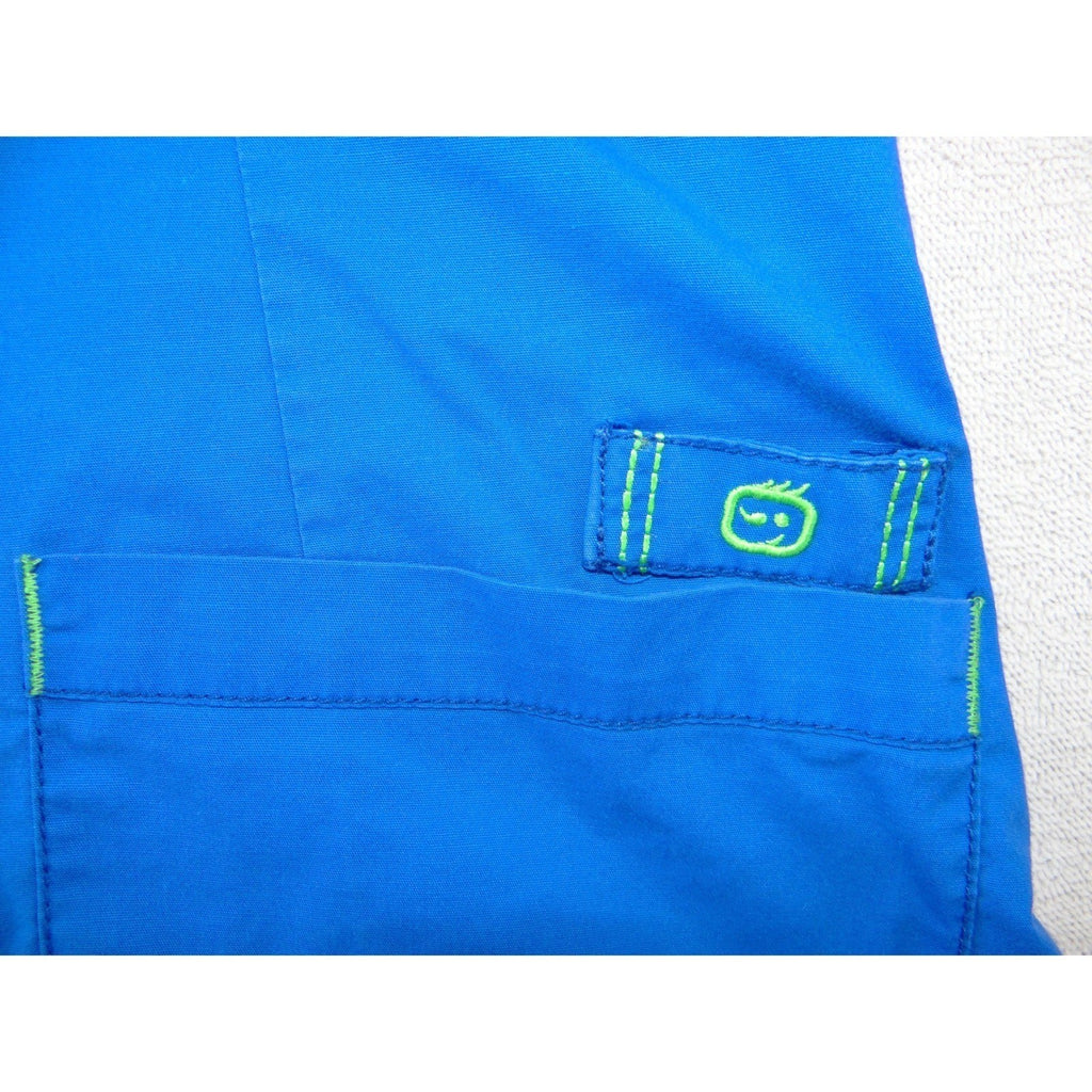WonderWink WonderFlex Womens Blue V-Neck Scrub Top Short Sleeve Medium 0168