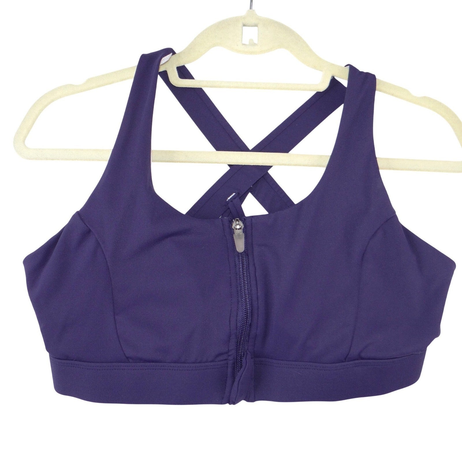 Dare 2B Purple Front Zip Criss Cross Back High Impact Sports Bra Mesh Lined