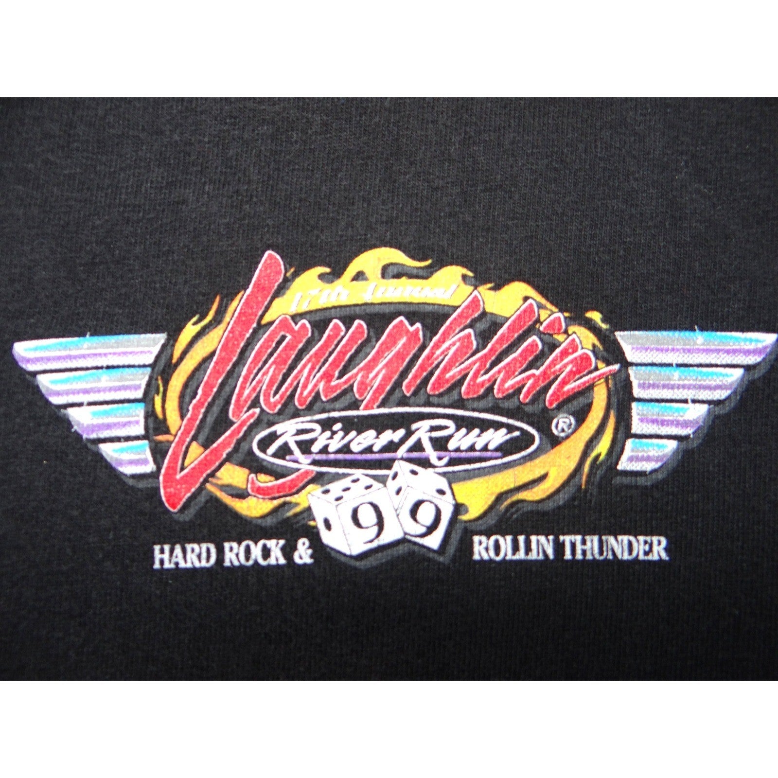 Vintage 1999 Laughlin River Run Biker T-Shirt Mens Large Black Hanes 90s Rally