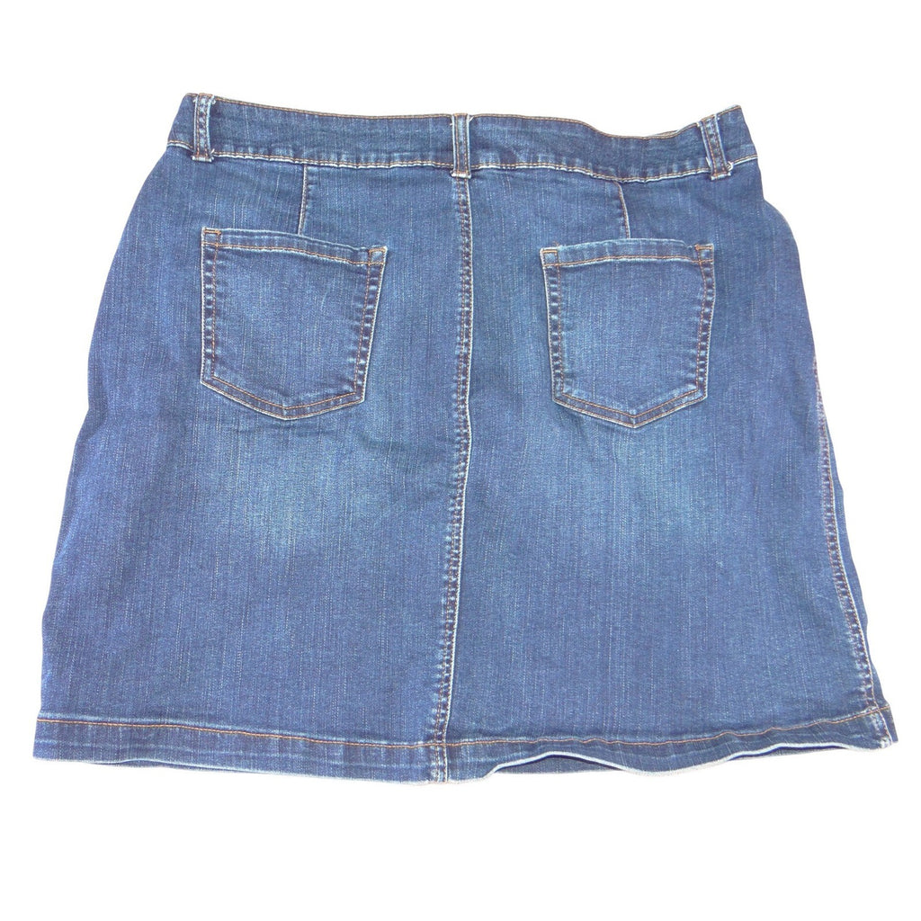 Faded Glory Womens Denim Mini Skirt Medium Wash Blue Size 14 Stretch Casual