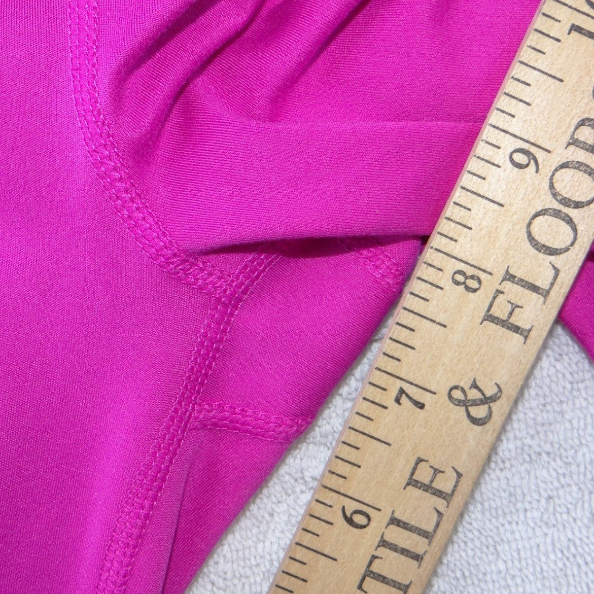 Yogalicious Lux Womens High Waisted Biker Shorts Magenta Pink Size L