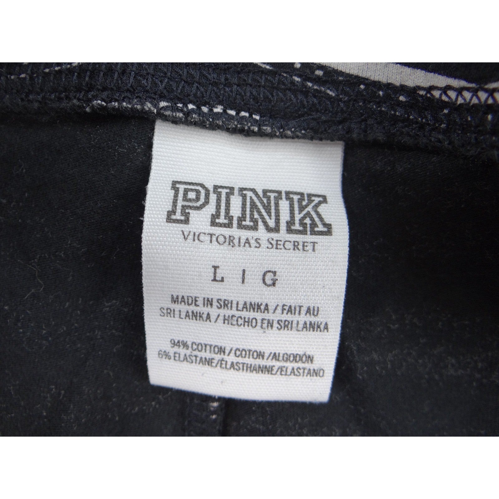 PINK Victoria's Secret Geometric Wave Print Leggings Size L Black White
