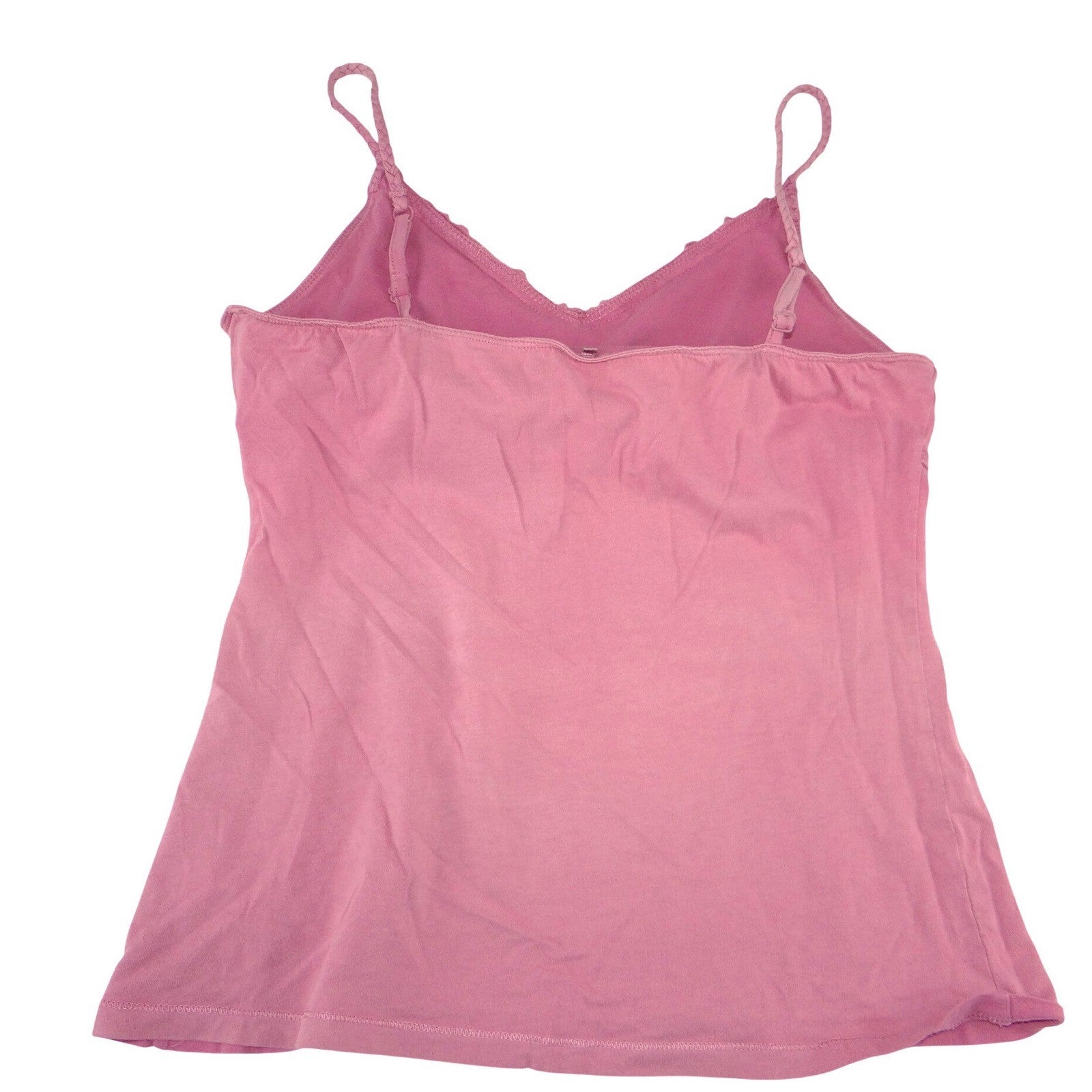 Arizona Jean Company Pink Ruffle V-Neck Cami Tank Top with Shelf Bra