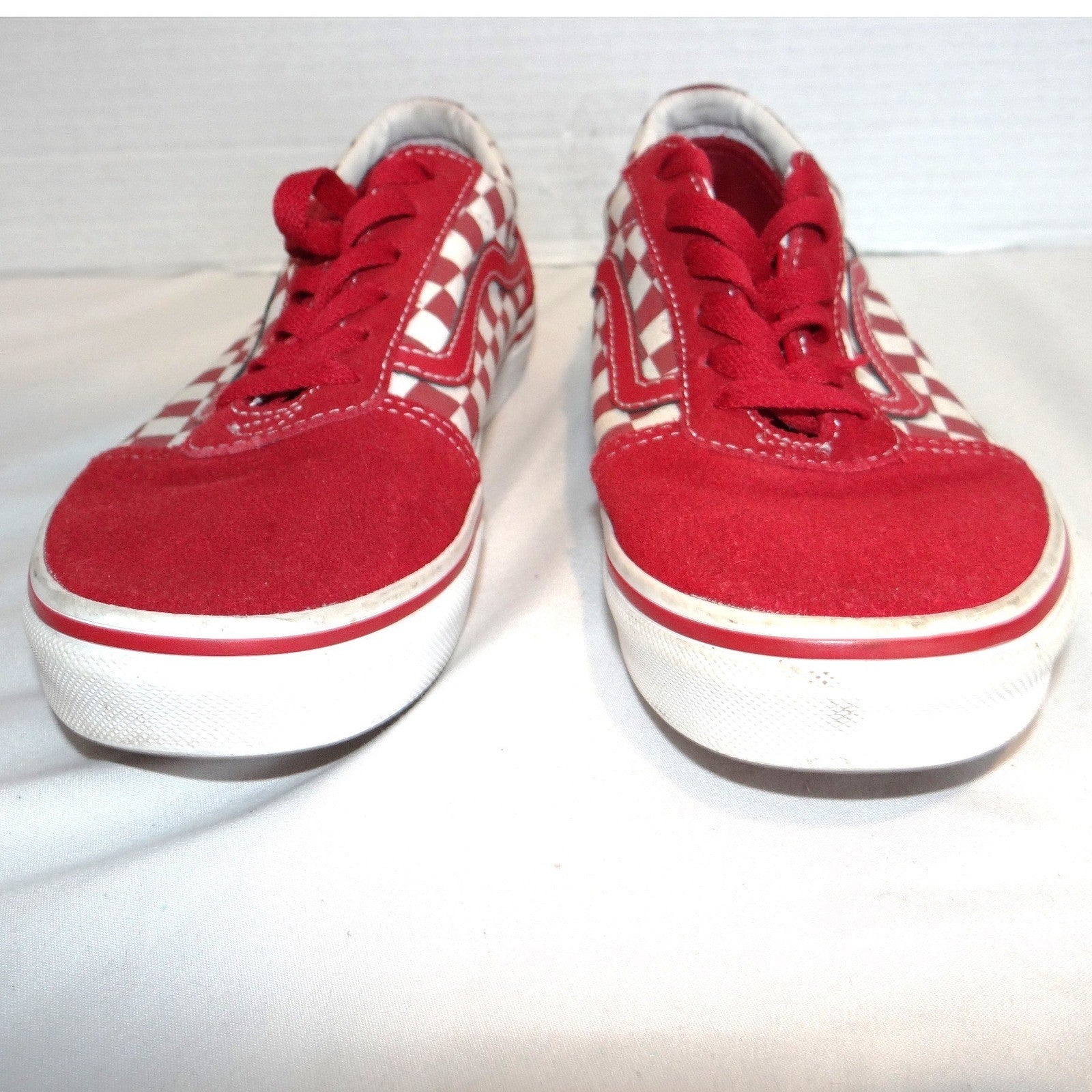 Vans Old Skool Red White Checkerboard Suede Canvas Kids Shoes Size 4.0 Youth