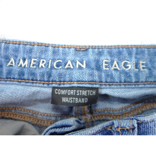 American Eagle Mom Jean Light Wash Distressed Ripped High Rise Denim