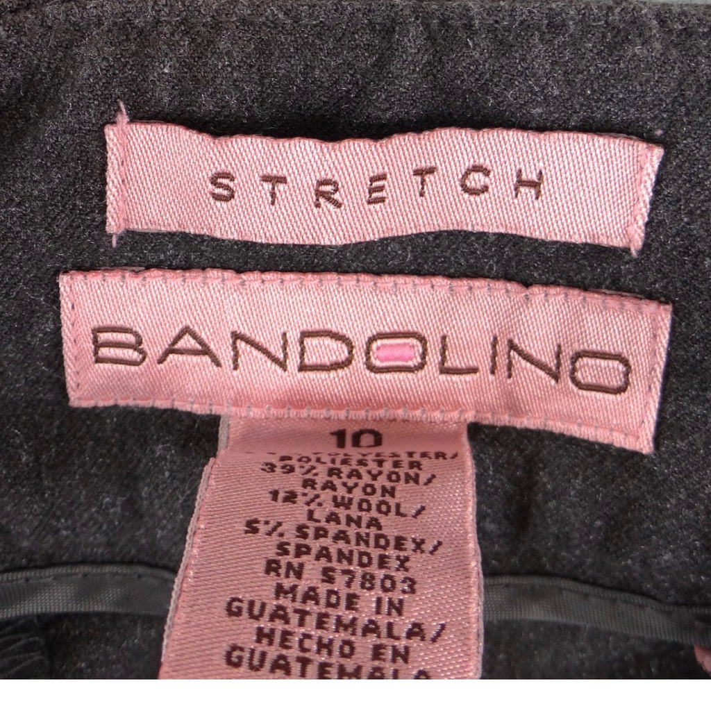 Bandolino Womens Wide Leg Cuffed Dress Pants Dark Gray Wool Blend Stretch Sz 10