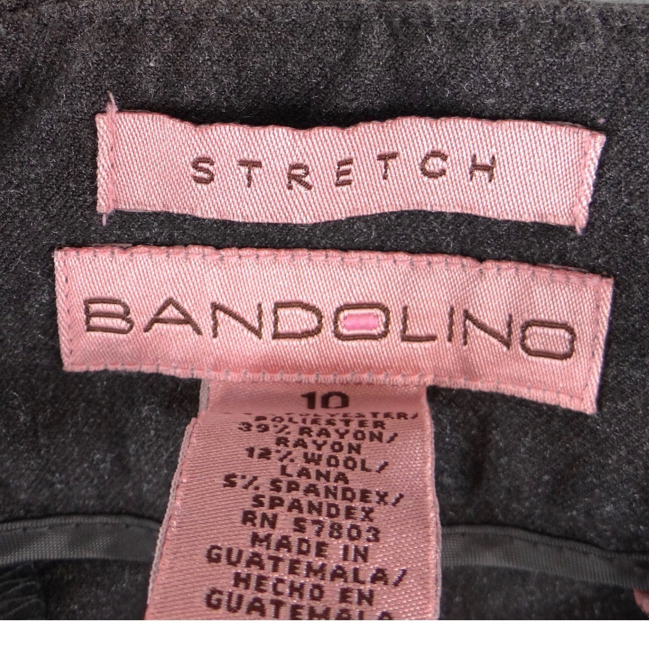 Bandolino Womens Wide Leg Cuffed Dress Pants Dark Gray Wool Blend Stretch Sz 10