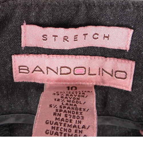 Bandolino Womens Wide Leg Cuffed Dress Pants Dark Gray Wool Blend Stretch Sz 10