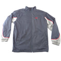 Reebok Womens Windbreaker Jacket Black Grey Red Full Zip Lined Mock Neck