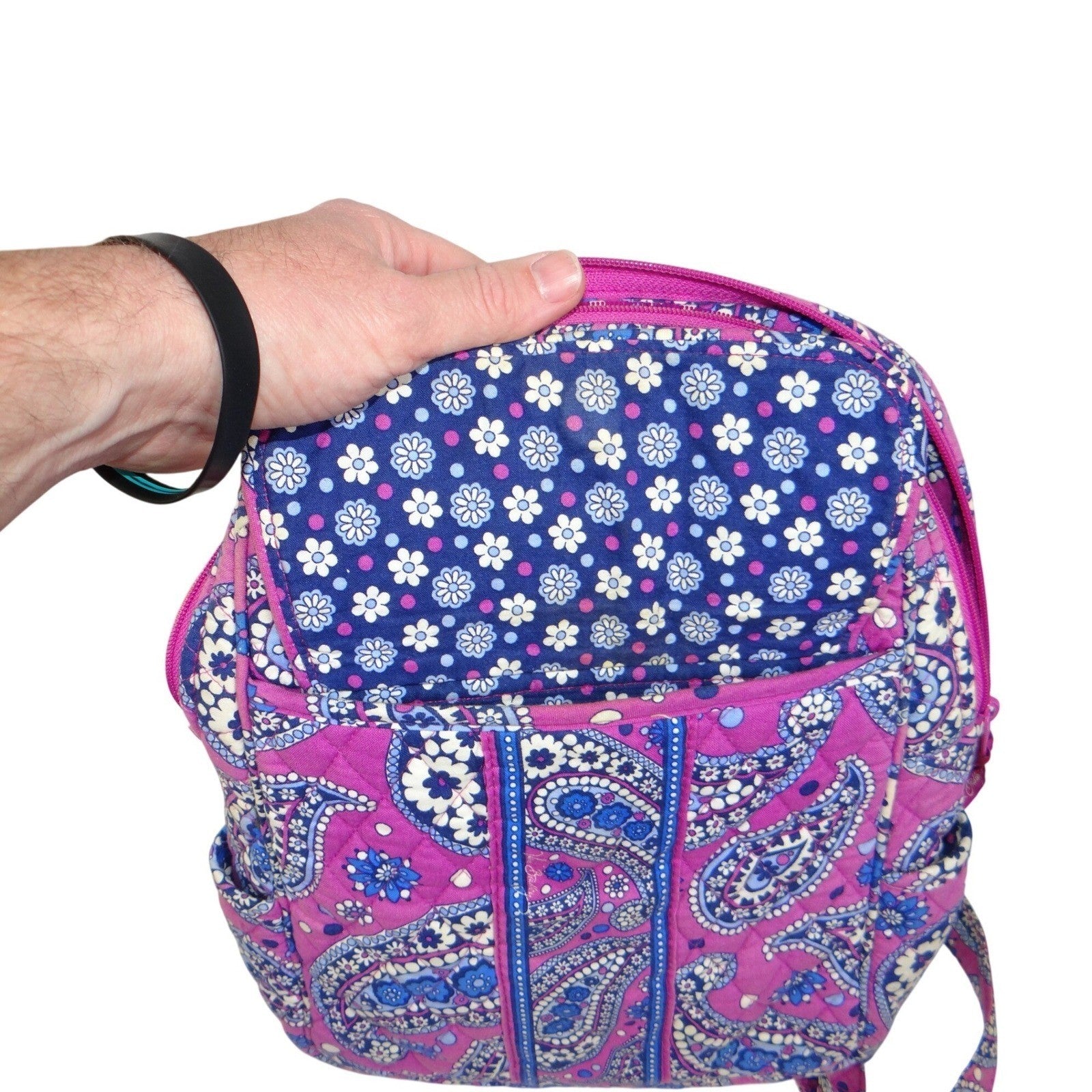 Vera Bradley Purple Paisley Quilted Cotton Backpack and Matching Wristlet Set