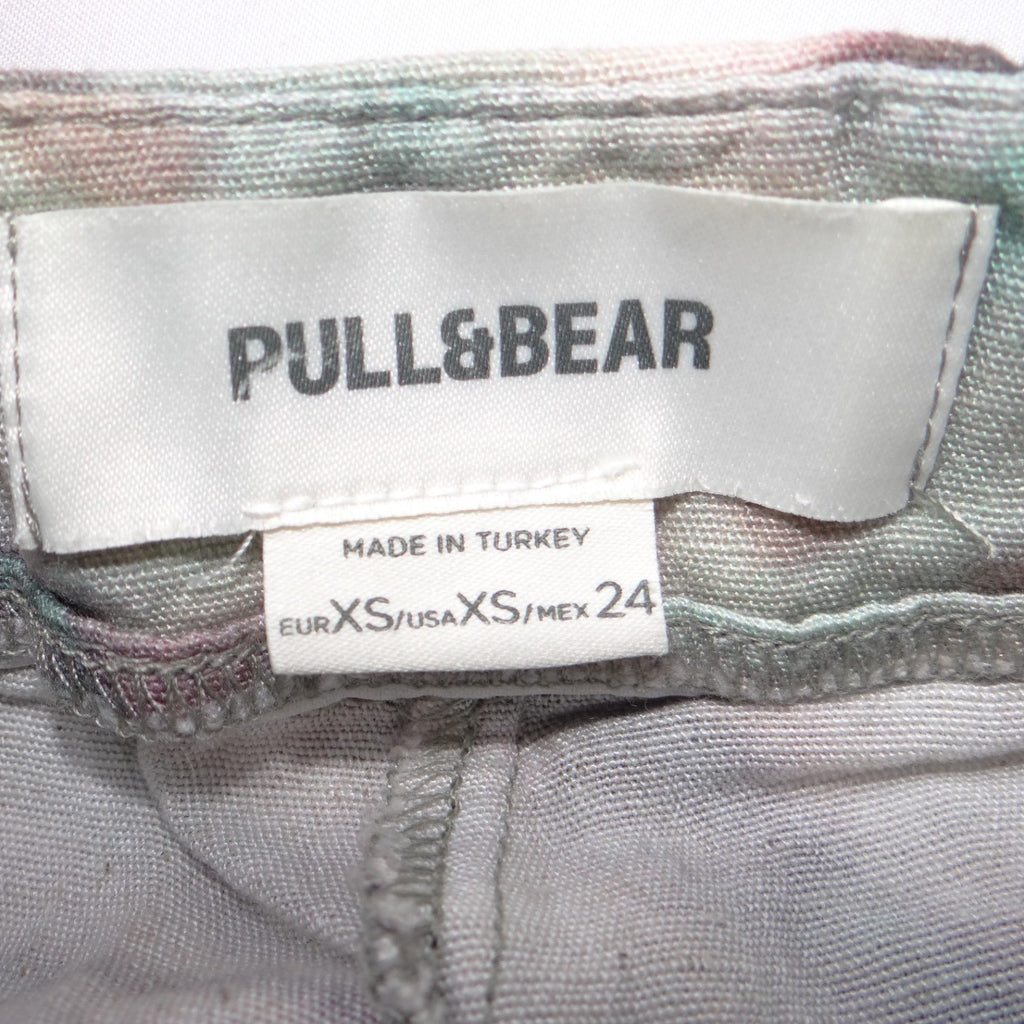 Pull&Bear Womens XS Geometric Tie Dye Wide Leg Pants Green Mauve High Rise Boho