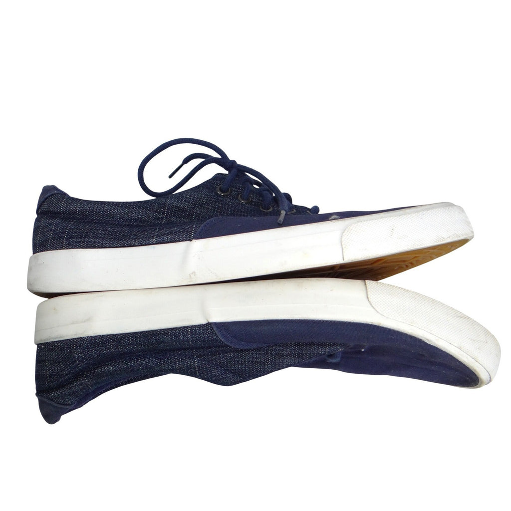Navy Blue Canvas Low Top Sneakers Mens Size 12 Lace Up Mixed Texture
