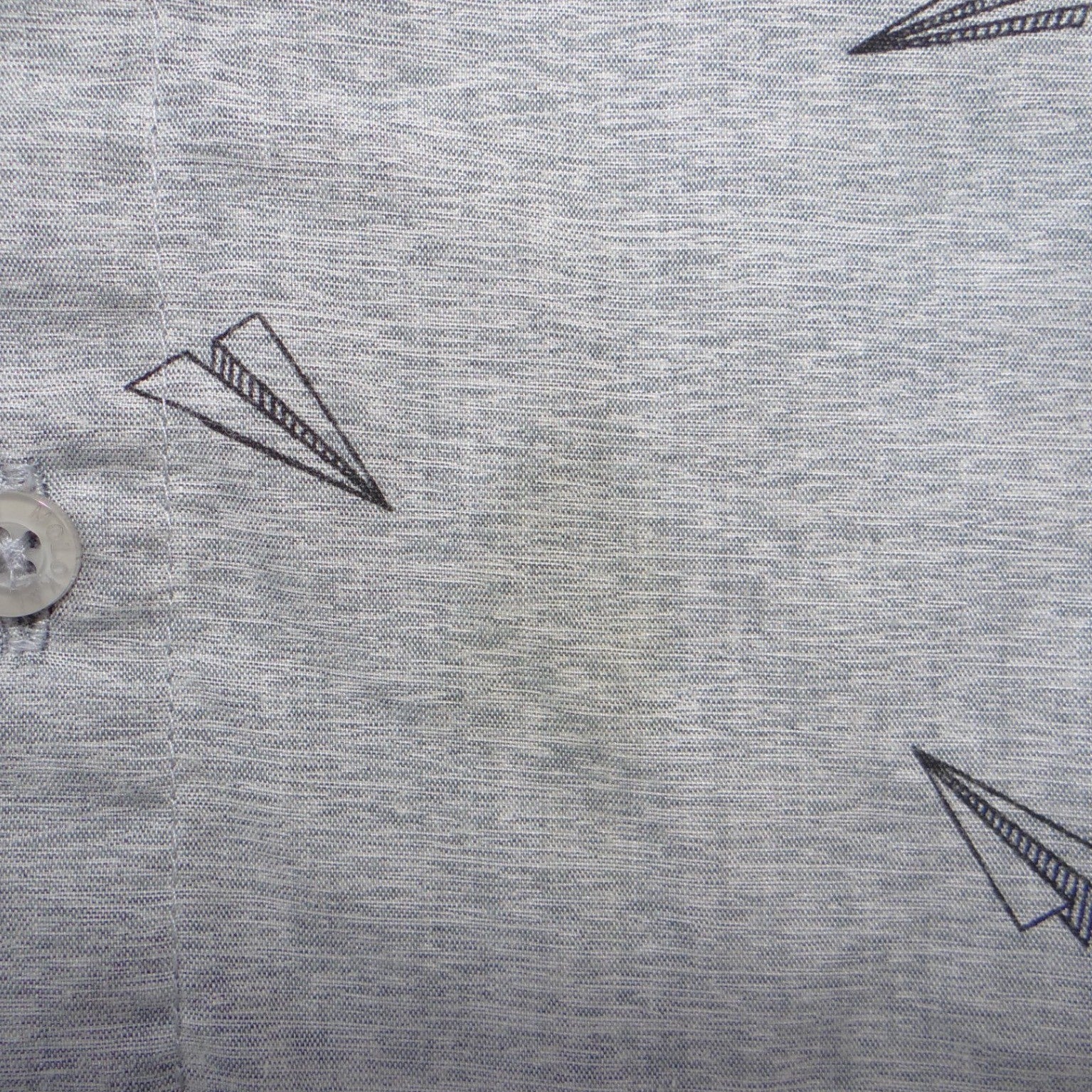 Molokai Surf Co Mens XL Heather Grey Paper Plane Print Short Sleeve Button Down