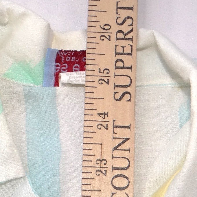 Leslie Ann Fashions Vintage Pastel Abstract Stripe Button Up Shirt Medium USA