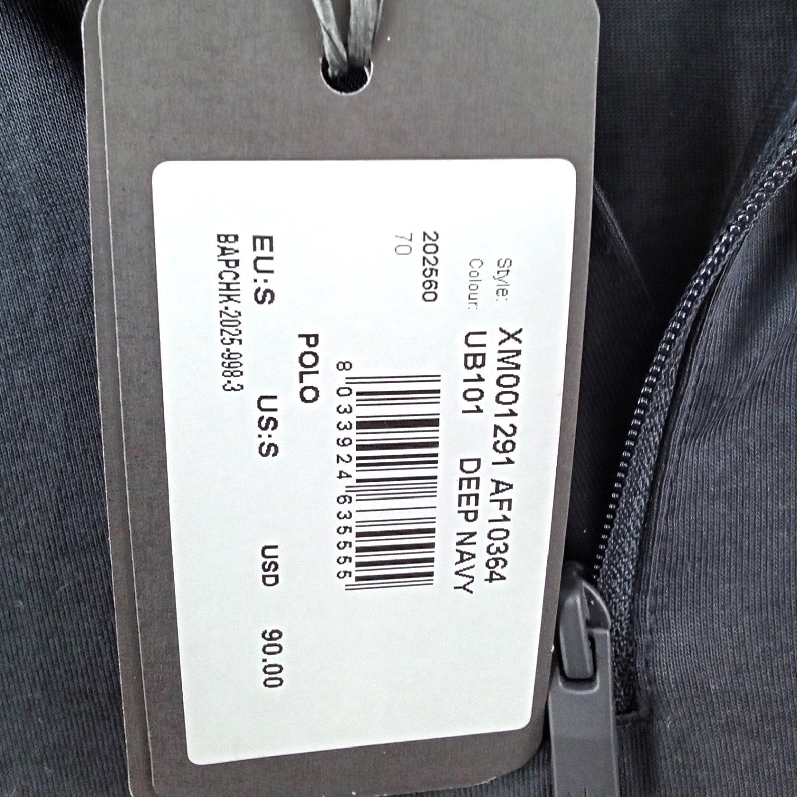 NWT-Armani Exchange Mens Deep Navy Quarter Zip Polo Shirt Size S