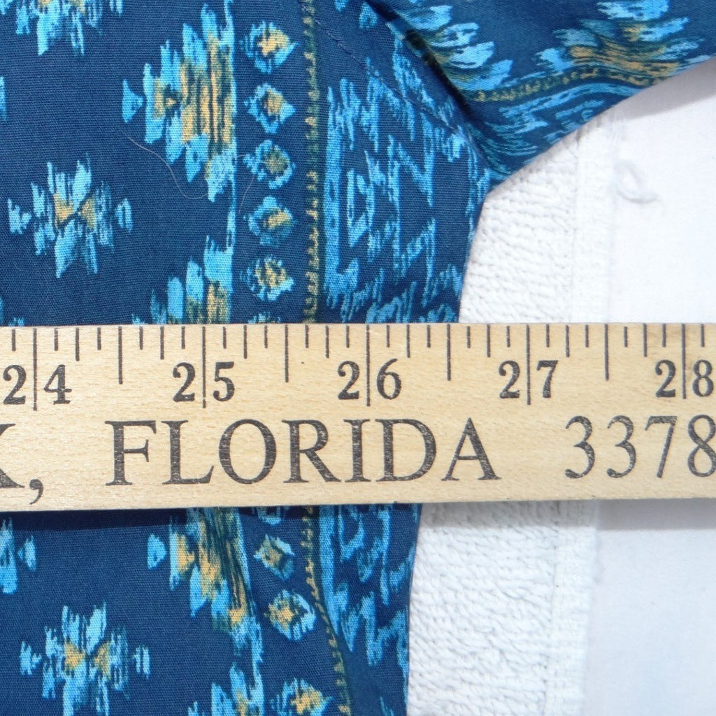 Wrangler Mens Blue Southwestern Geometric Pearl Snap Western Shirt XXL