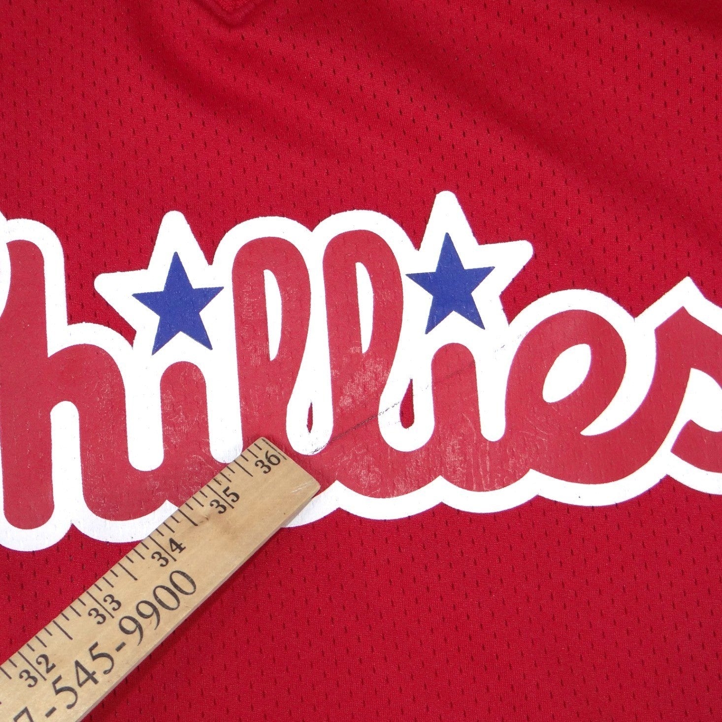 Philadelphia Phillies Red Mesh V-Neck Baseball Jersey XL Short Sleeve