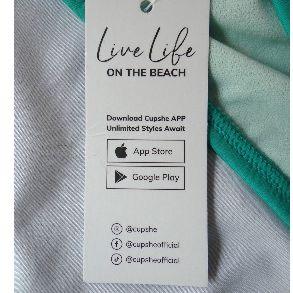NWT-Cupshe Teal Green Ring Detail Braided Wrap Bikini Set Size M