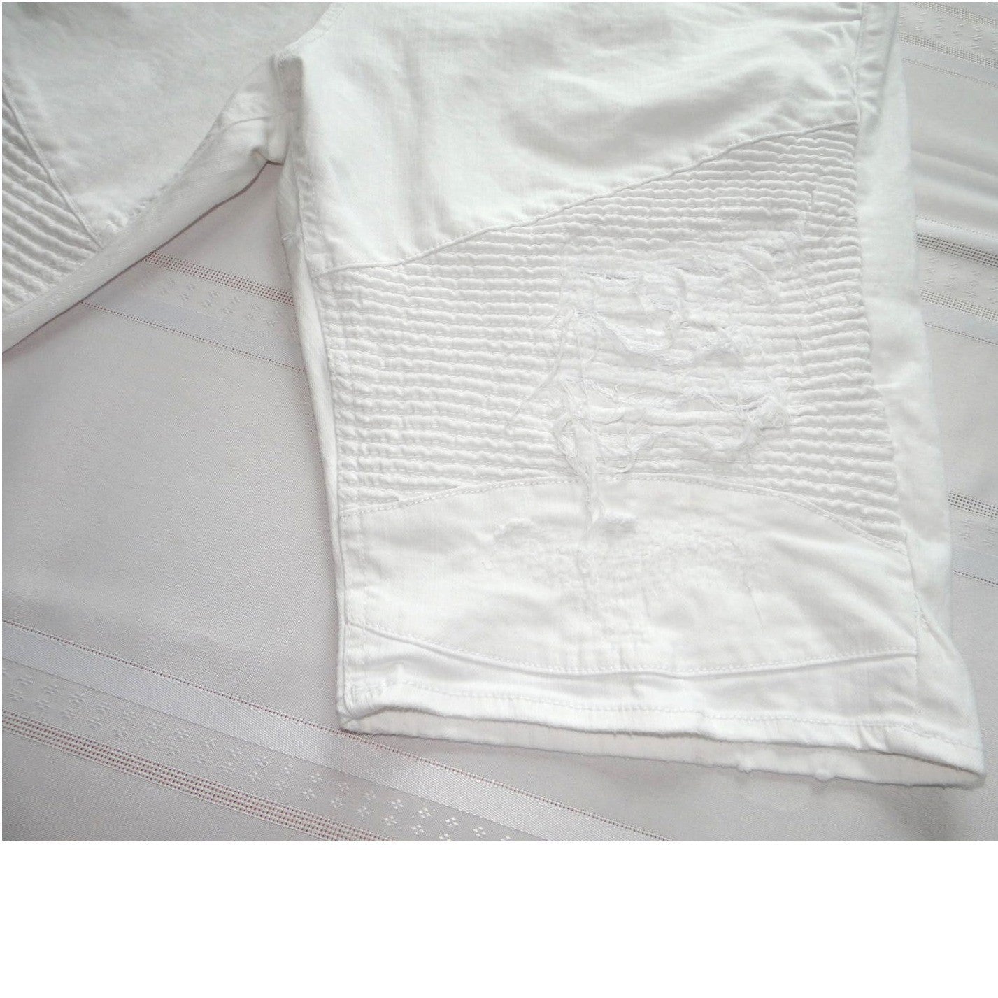 Men's White Distressed Denim Shorts
