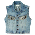 PARASUCO Womens M/M Blue Denim Eagle Patch Sleeveless Vest Jacket