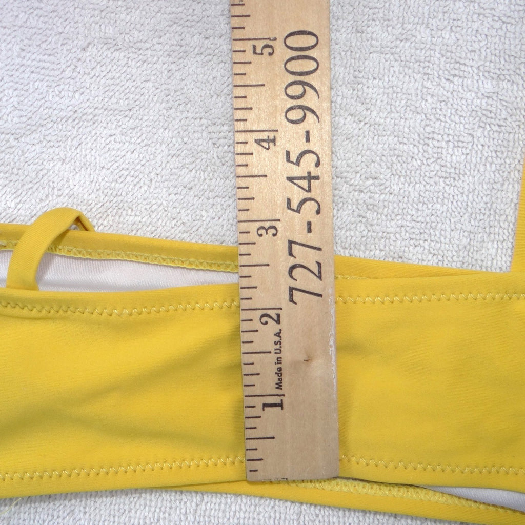 Womens Yellow Tie Shoulder Bandeau Bikini Set High Cut Two Piece Swimsuit M