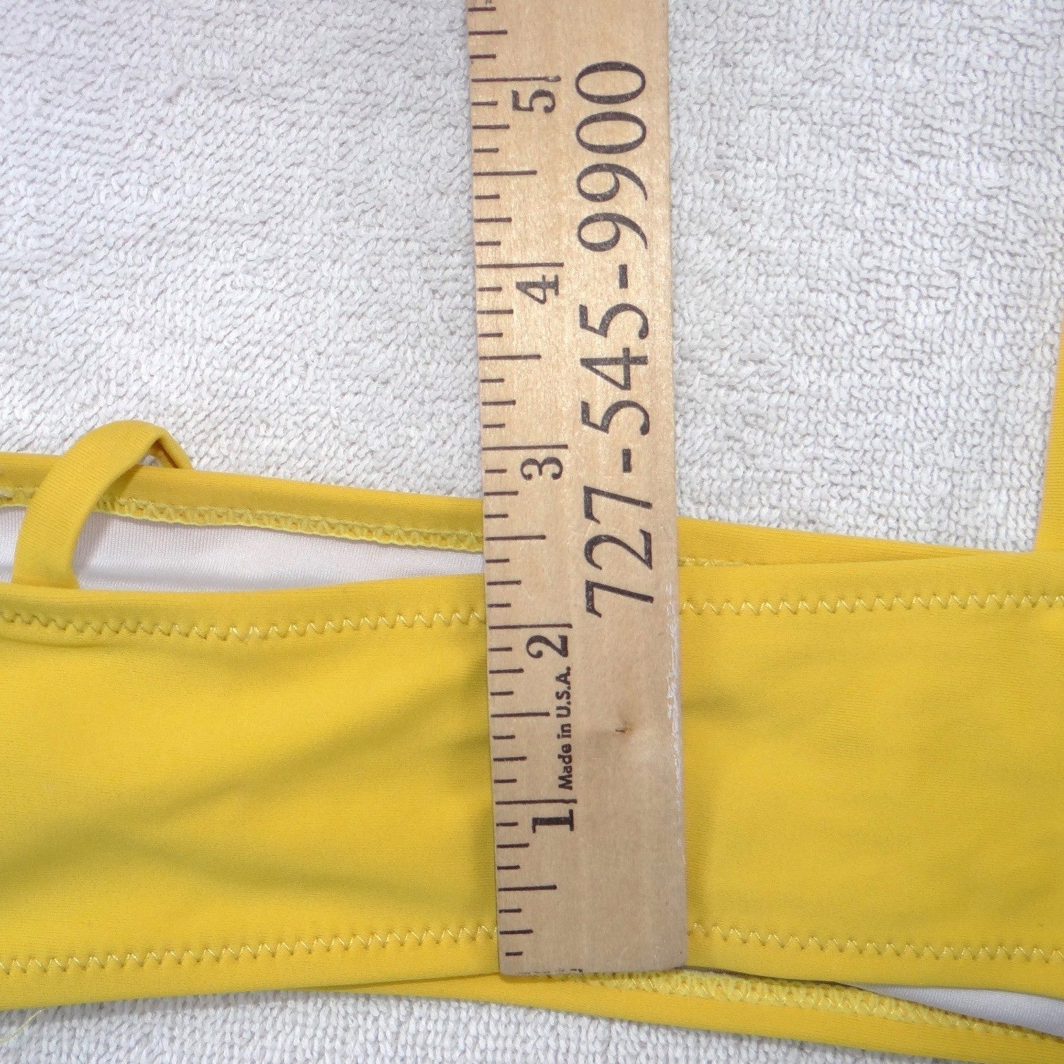 Womens Yellow Tie Shoulder Bandeau Bikini Set High Cut Two Piece Swimsuit M