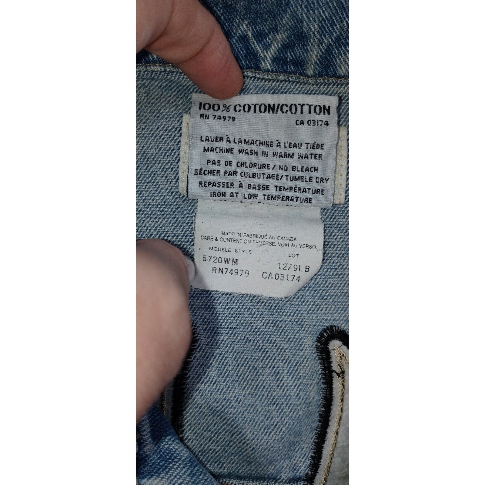 PARASUCO Womens M/M Blue Denim Eagle Patch Sleeveless Vest Jacket