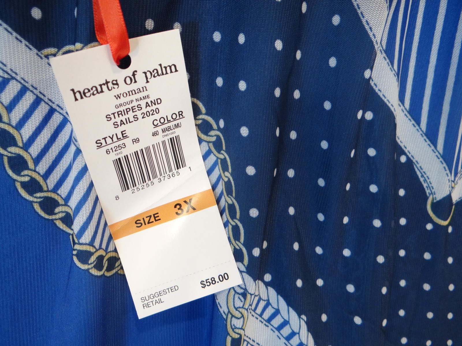Hearts of Palm Woman Blue Patterned Sleeveless Tunic Top 3X