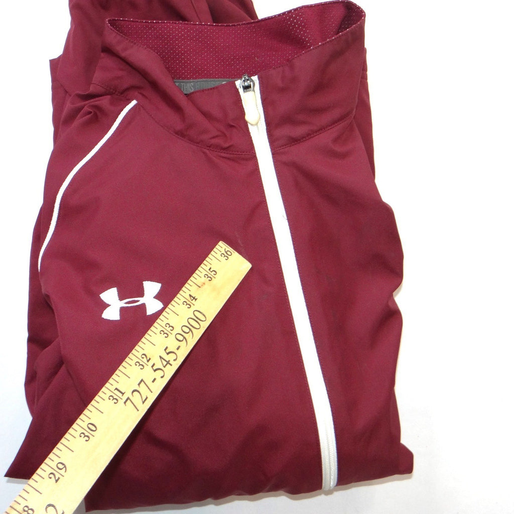 Under Armour Mens XL Maroon Full Zip Track Jacket Mesh Lined Burgundy Mock Neck
