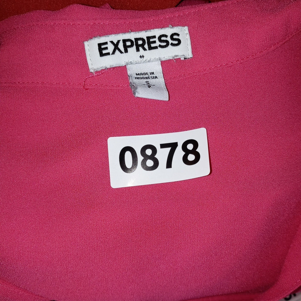 Express Pink Long Sleeve Collared Button Up Shirt Womens Size S