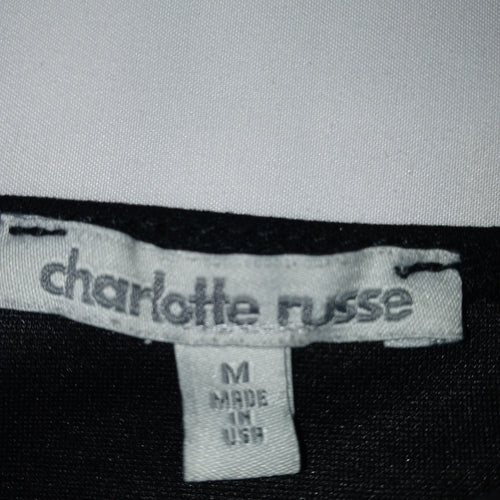 Charlotte Russe Black Spaghetti Strap Ruched Asymmetrical Hem Mini Dress Size M