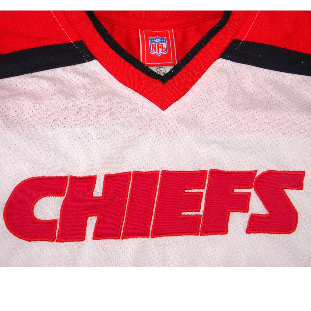 NFL Kansas City Chiefs Jersey White Red Mesh V-Neck Youth Large 16/18