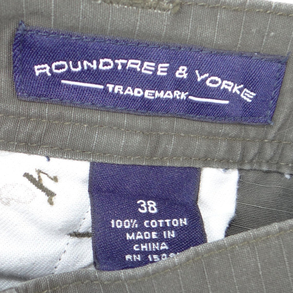 Roundtree & Yorke Mens Olive Green Ripstop Cotton Cargo Shorts Size