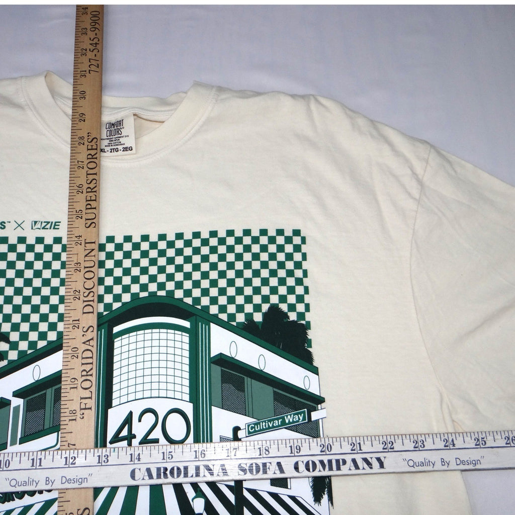 Comfort Colors Grassroots x Lzzie 420 Restaurant Graphic T Shirt Mens 2XL Cream