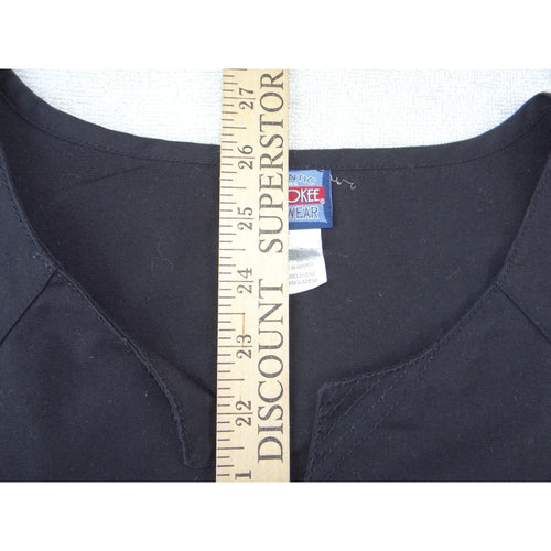 Cherokee Workwear Black Scrub Top Womens Large Notched V-Neck Cinched Back 2223