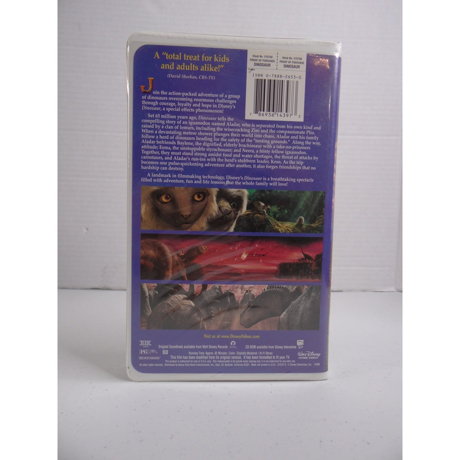 Walt Disney Dinosaur VHS 2000 Animated Movie Clamshell Case THX 21575 NTSC