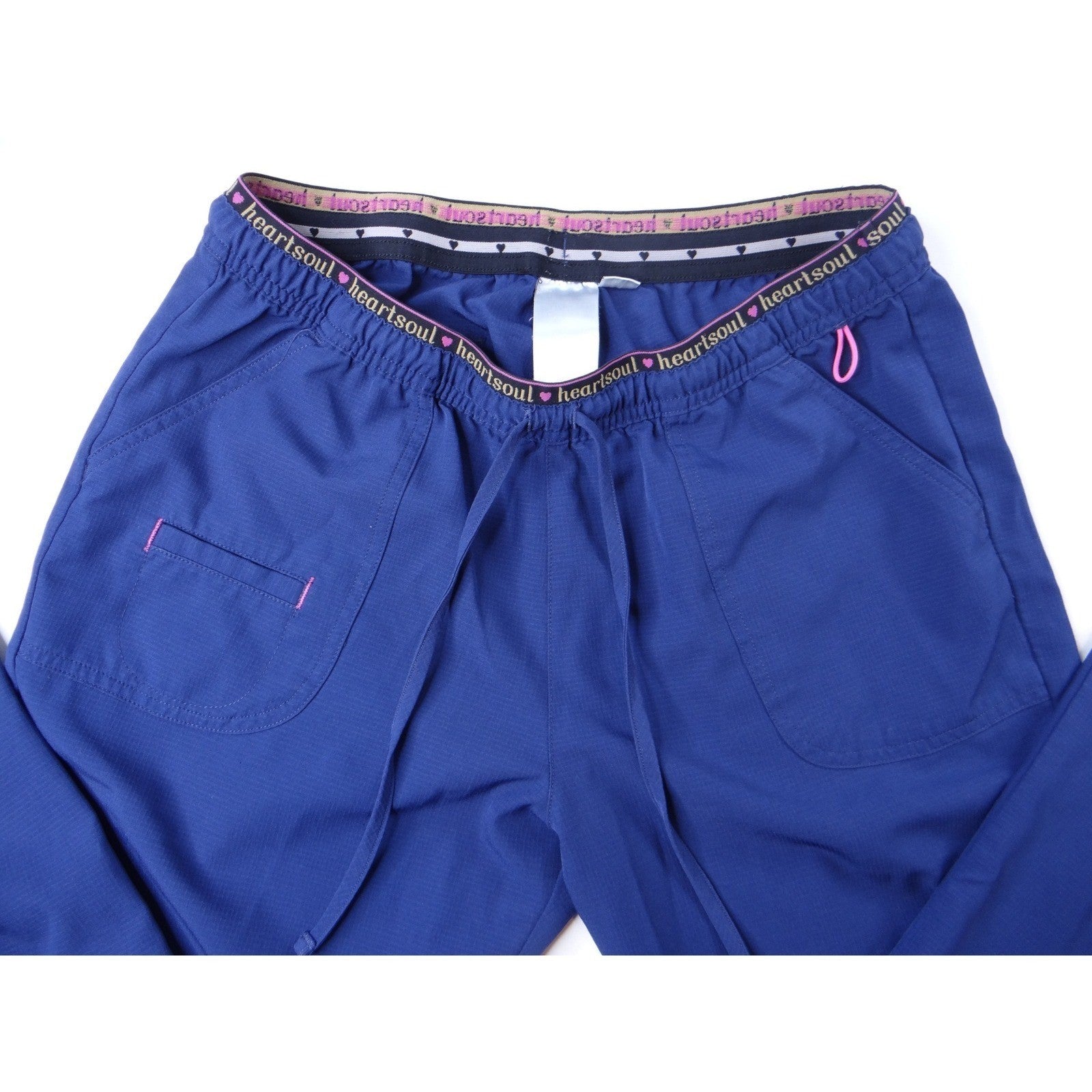 Heartsoul Petite Blue Scrub Pants Drawstring Waist Pockets Flare Leg