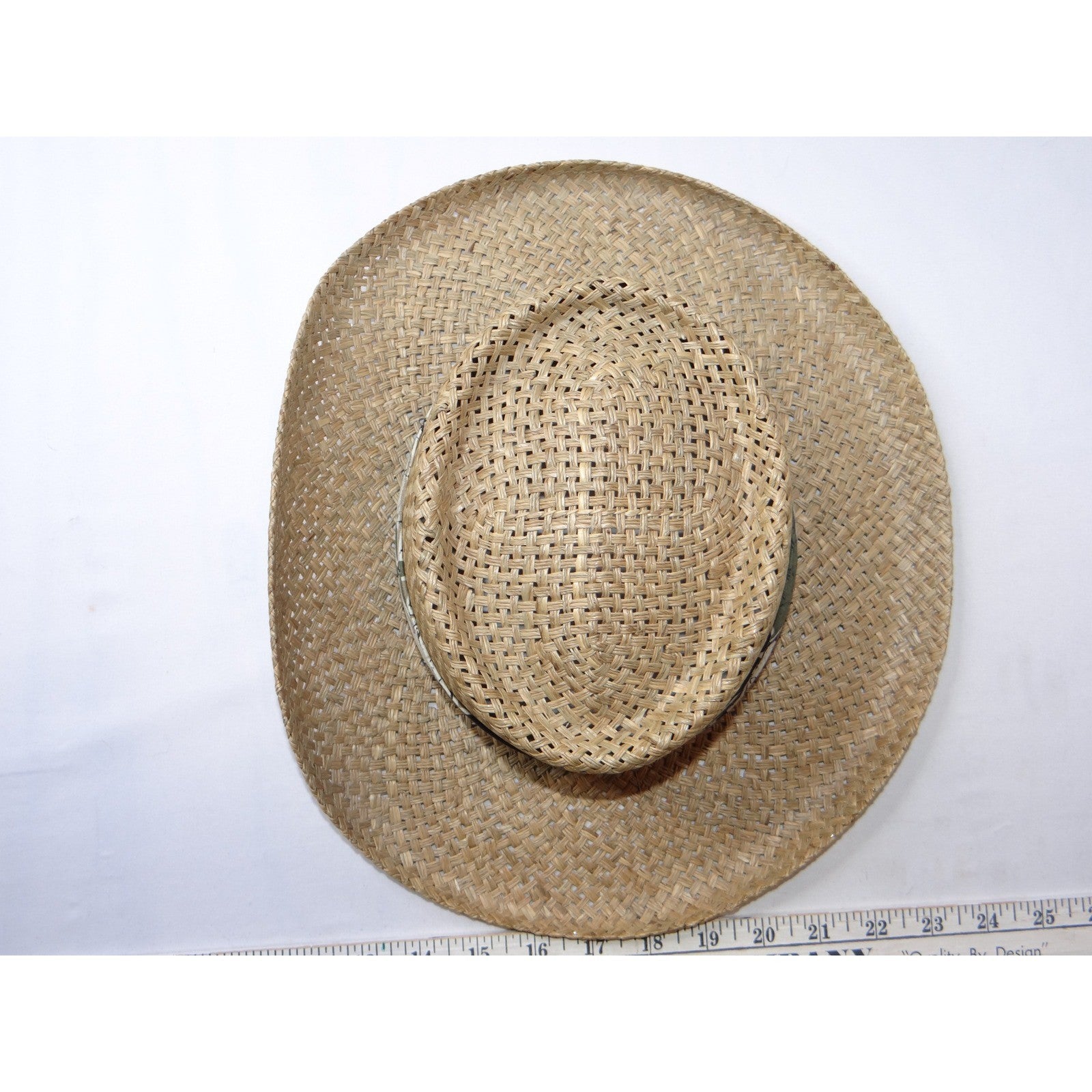 Womens Straw Cowboy Hat Woven Patterned Band Made in USA Small