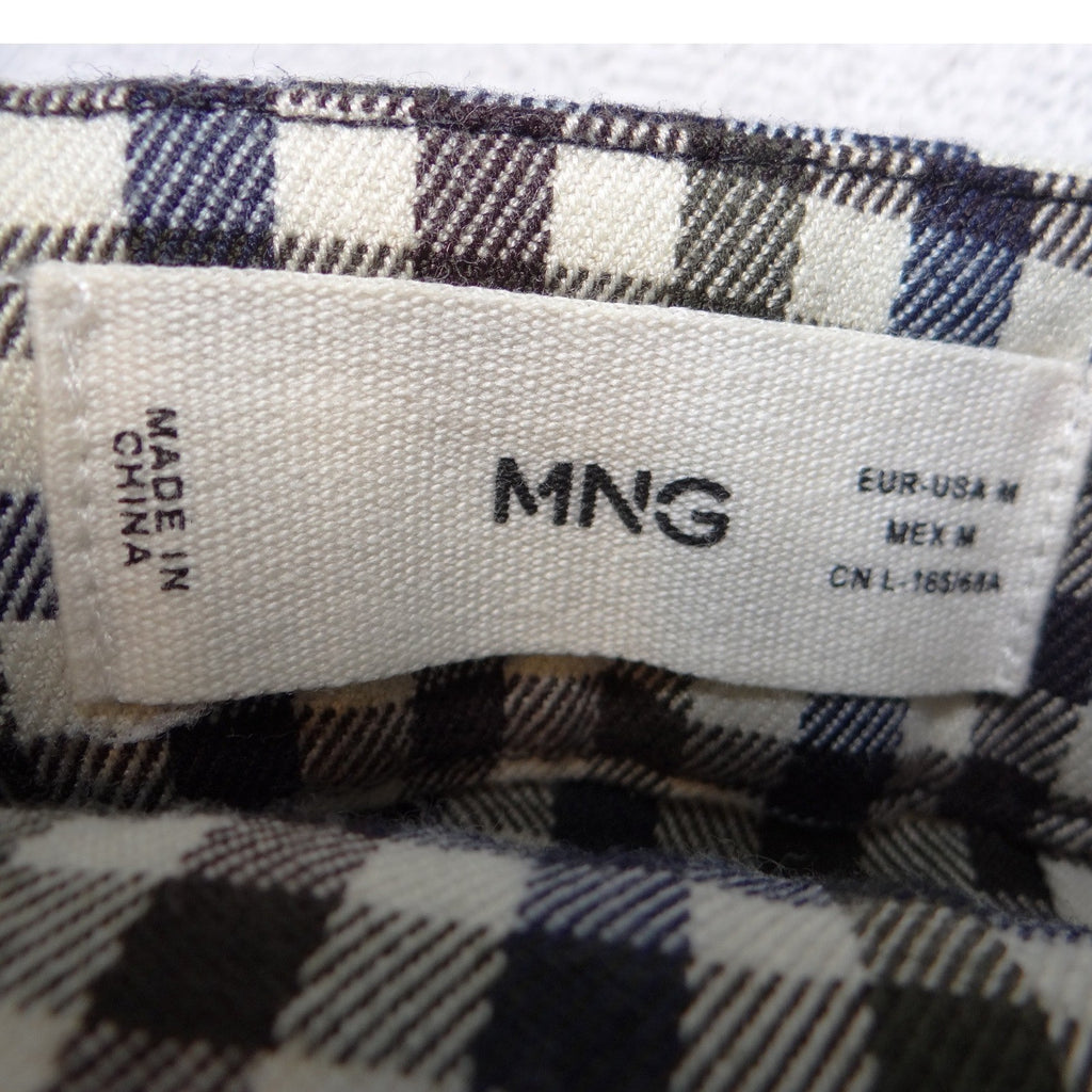 Mango MNG Gingham Pleated Mini Skirt Navy Green Check Size M