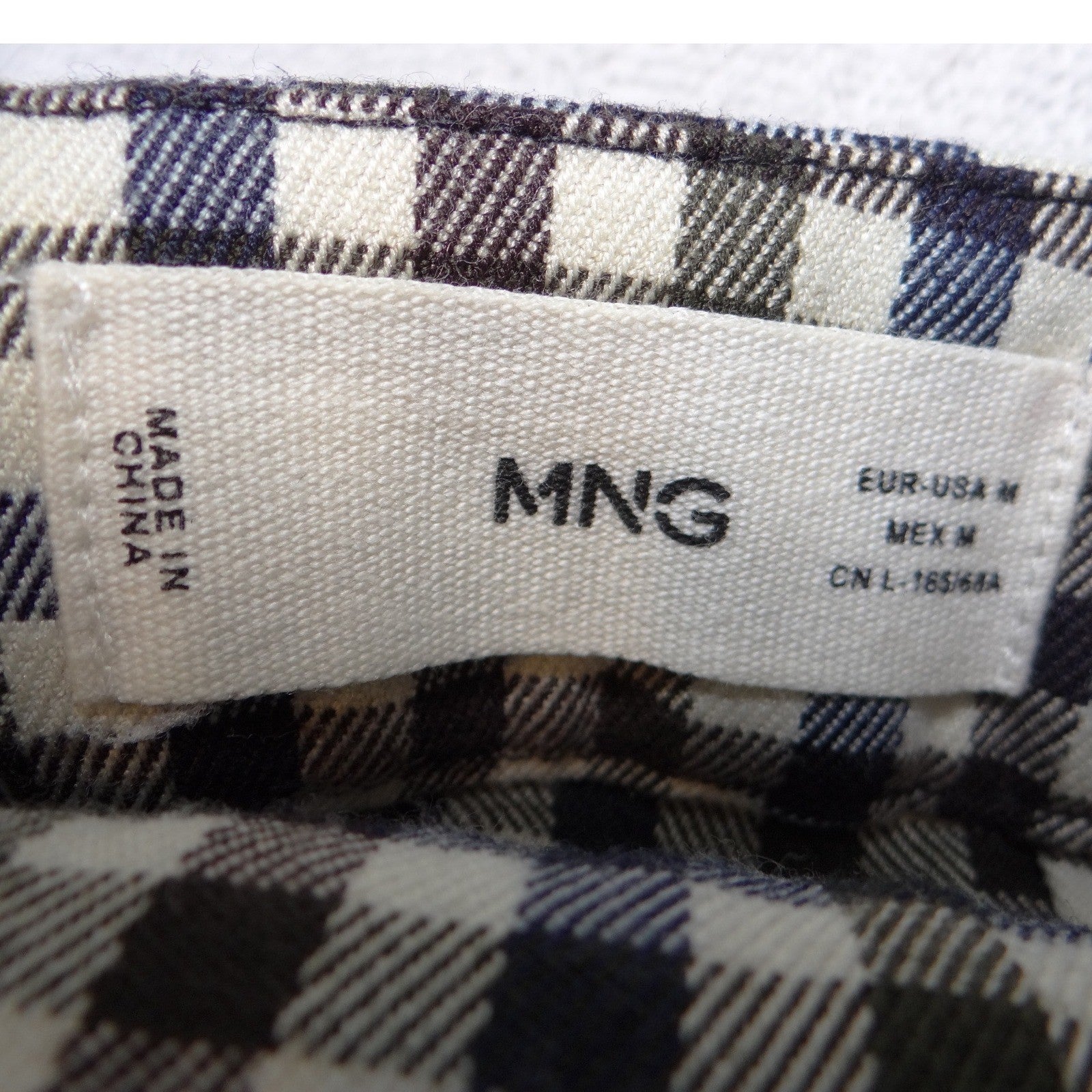Mango MNG Gingham Pleated Mini Skirt Navy Green Check Size M