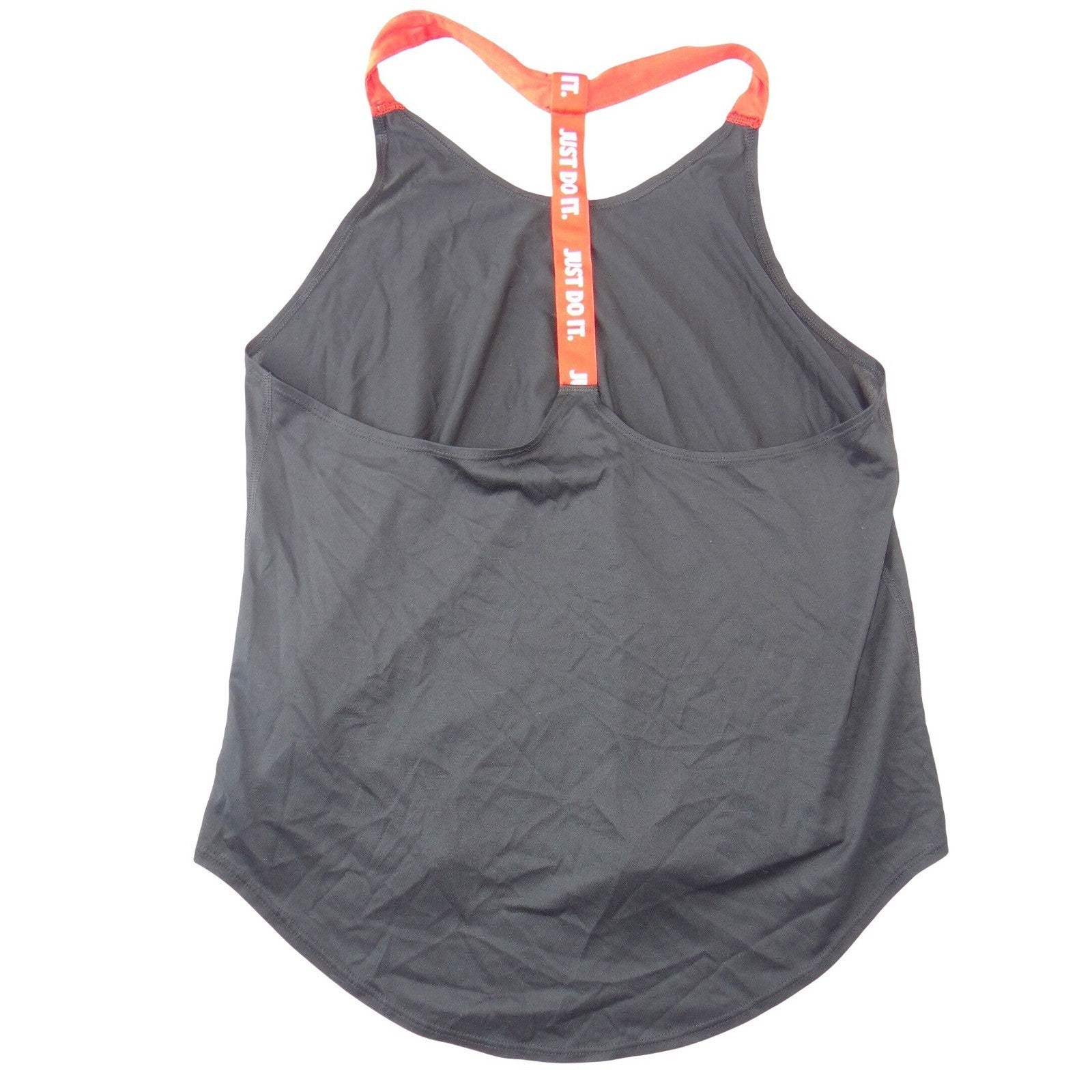 Nike Just Do It T-Back Tank Top Black Orange Racerback Womens Sleeveless Workout