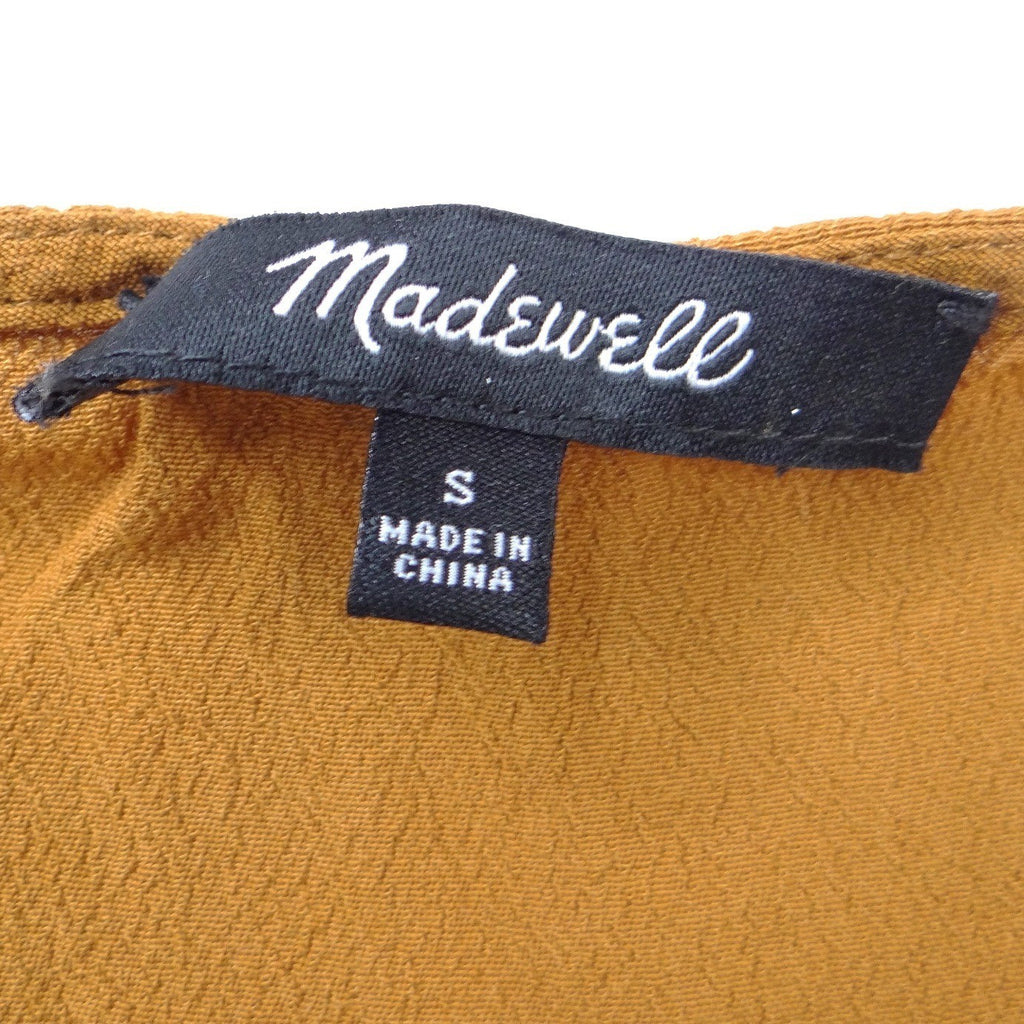 Madewell Ochre Mustard Yellow Button Front Crepe Mini Dress Womens Small S