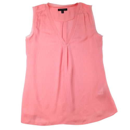 Banana Republic Coral Pink Sleeveless V Neck Tunic Top Blouse Women's Size S