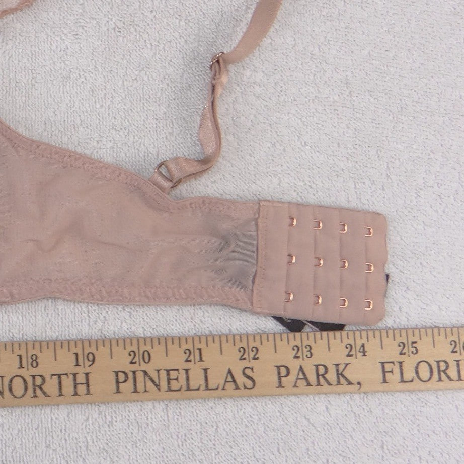 Victoria's Secret Nude Tan Floral Lace Unlined Plunge Bra 32D Underwire