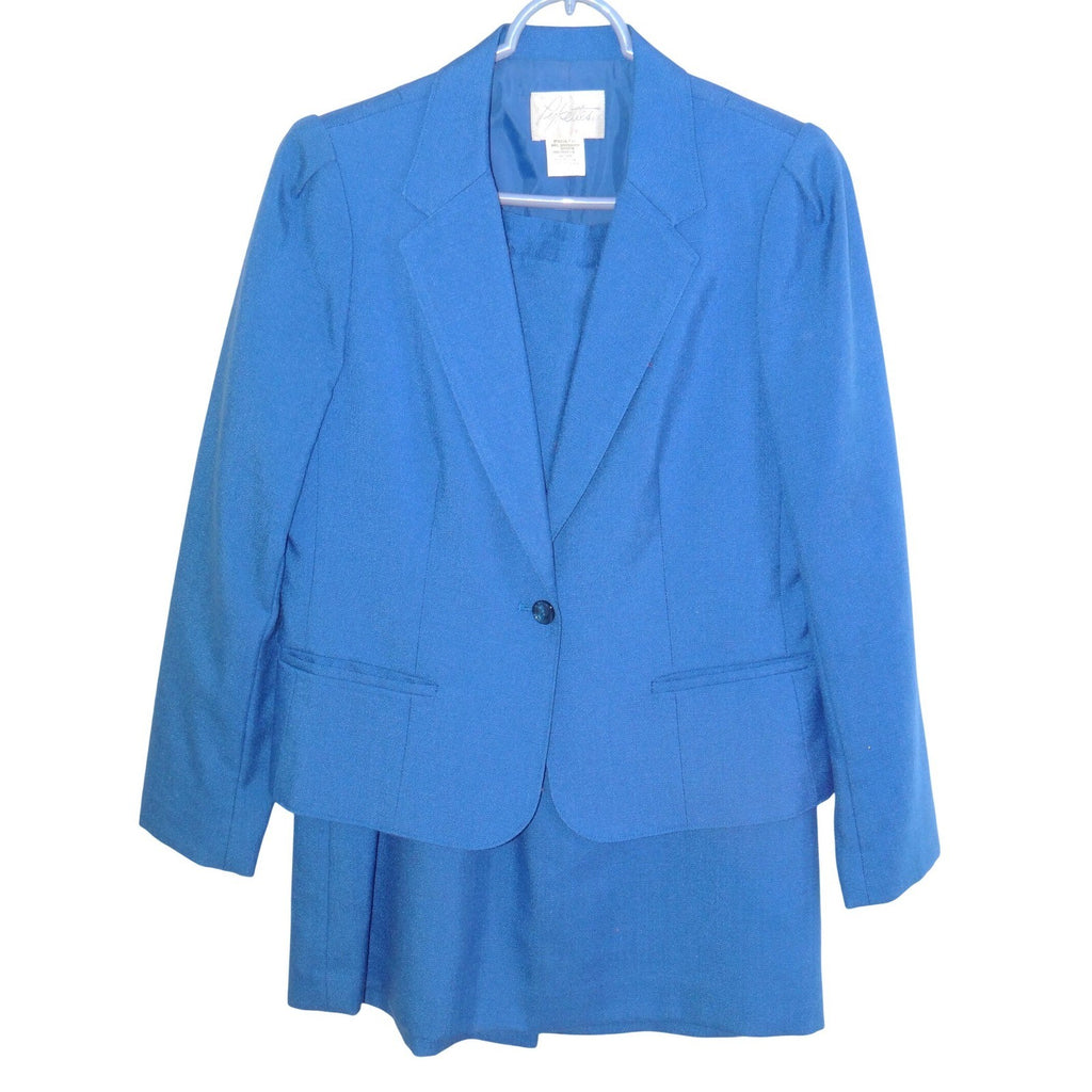 Pykettes Vintage Royal Blue Skirt Suit Set Blazer Mini Skirt Made in Japan 12