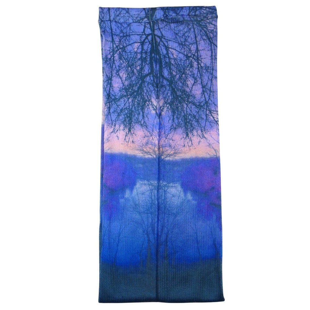 Infinity Scarf Winter Landscape Tree Sunset Print Blue Purple