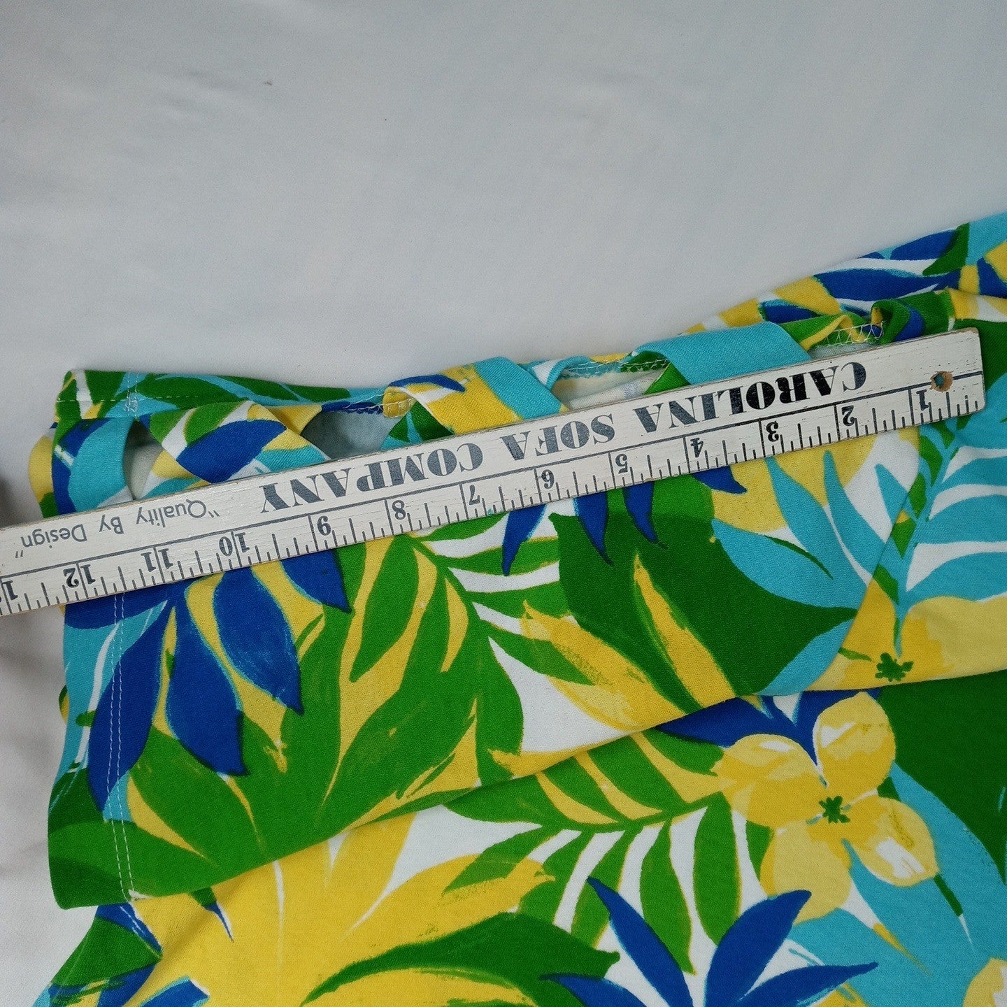 Ruby Rd Womens 3X Tropical Floral Print Short Sleeve Top Shirt Blue Yellow Green
